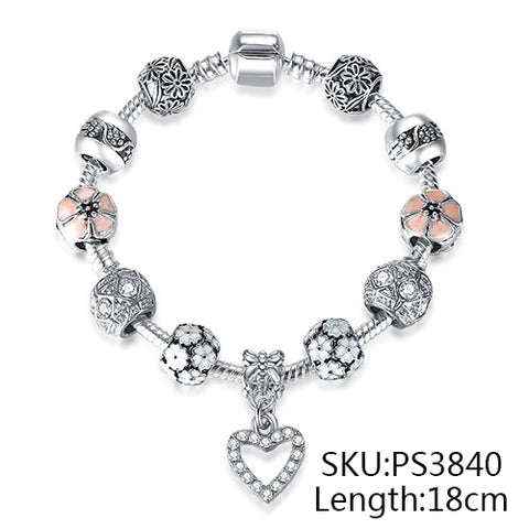 Image of ELESHE Luxury Womens Silver Crystal Charm Bracelet - Pinnacle Accessories