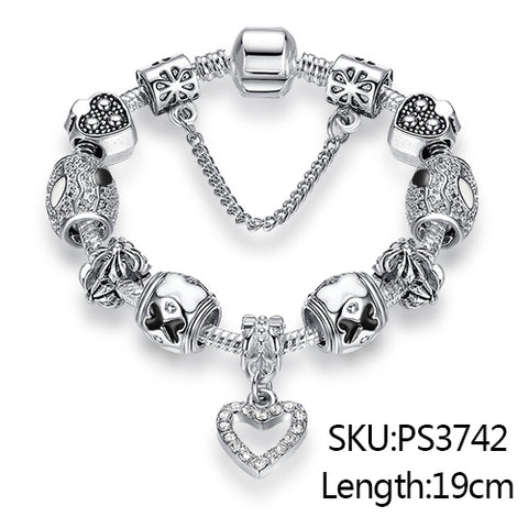 Image of ELESHE Luxury Womens Silver Crystal Charm Bracelet - Pinnacle Accessories