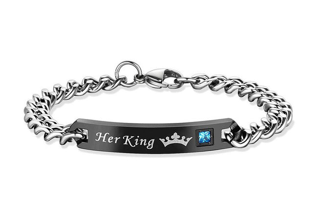 His Queen Her King Bracelets for Couples - Pinnacle Accessories