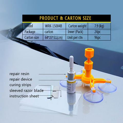 Image of Windshield Glass Crack Chips Repair Kit by Pinnacle Accessories™ - Pinnacle Accessories